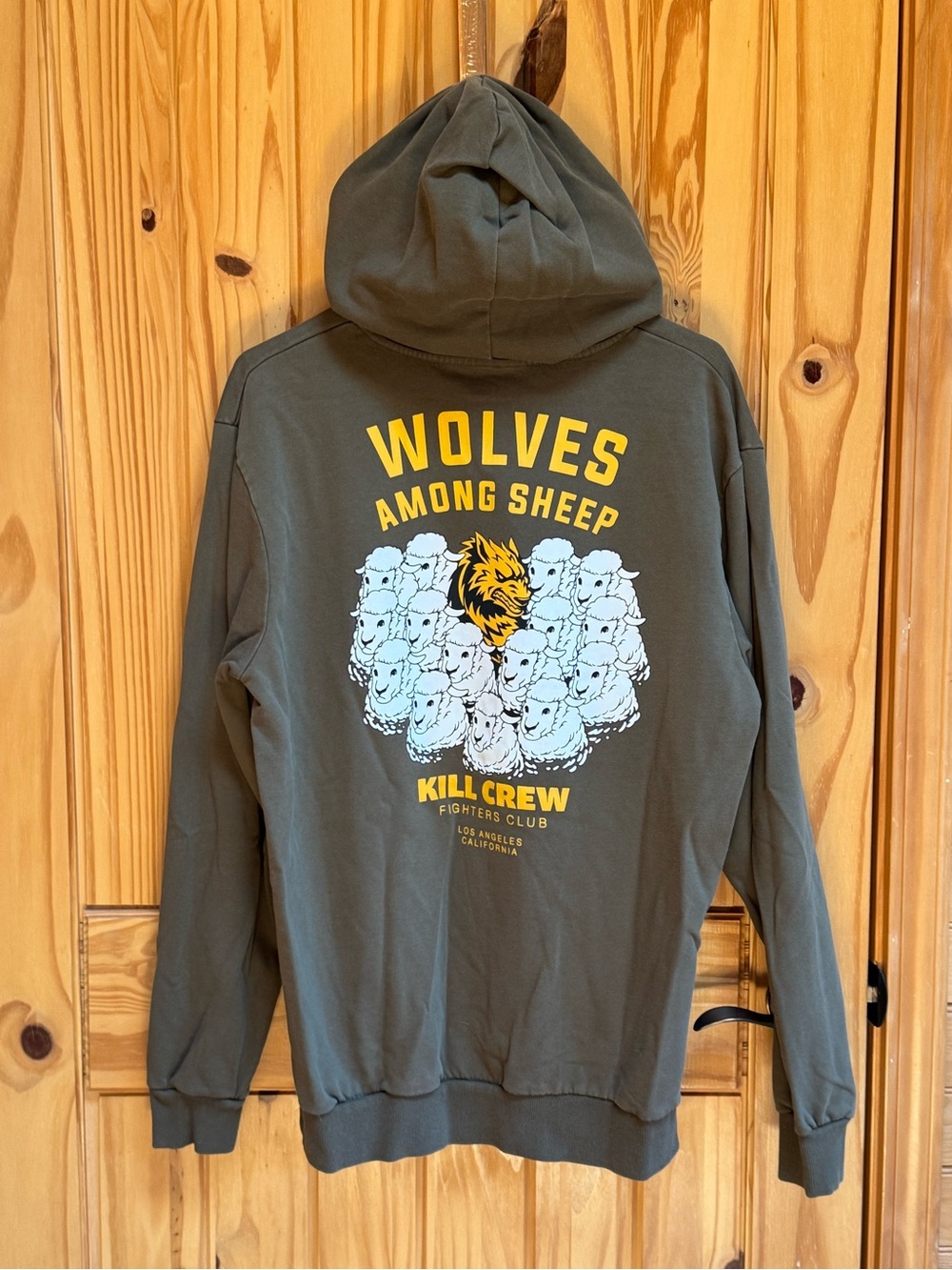 Kill Crew Olive Green 'Wolves Among Sheep' Hoodie with Yellow Accent
